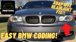 HOW TO CODE YOUR BMW USING PROTOOL! – ADAPTIVE HEADLIGHT FIX – BMW PROTOOL CODING