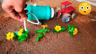 mini diy tractor watering flowers with water tank |mini science project ||mini villa