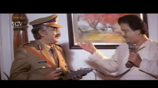 Police Vajramuni Super Plan To Listen Secret Conversation Of CM | Samrat Kannada Movie Scene