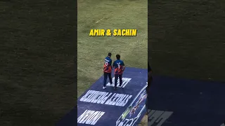 Amir Hussain Batting With Sachin Tendulkar 😱 In ISPL Inauguration Match #shorts