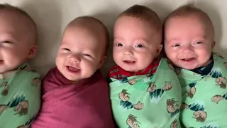 QUADRUPLETS BABIES SMILING BABY COOING COO