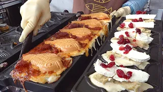 So popular! Amazing Fish-shaped Bread (Bungeoppang), 4 Flavors - Korean Street Food