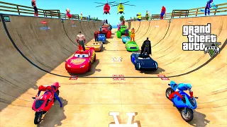 GTA V SPIDER MAN 2, FIVE NIGHTS AT FREDDY'S, POPPY PLAYTIME CHAPTER 3 Join in Epic New Stunt Racing