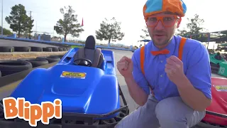 Blippi Drives GO KARTS! | Blippi | Learn Colors With Blippi | Funny Videos