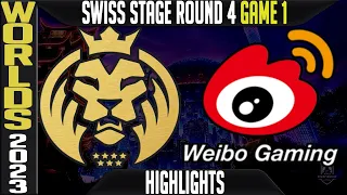 MAD vs WBG Highlights Game 1 | Worlds 2023 Swiss Stage Day 6 Round 4 | MAD Lions vs Weibo Gaming G1