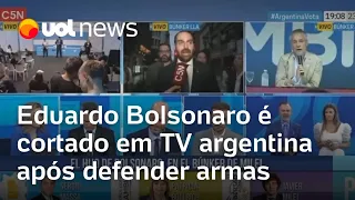 Eduardo Bolsonaro é cortado em TV argentina após defender armar população; apresentadora: 'não, não'