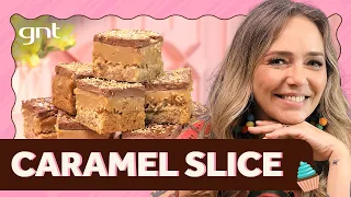 Caramel Slice: doce com recheio de caramelo e cobertura de chocolate | Carole Crema | Que Seja Doce