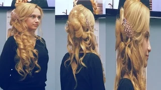 Bridal Updo. Hairstyles for medium long hair. Свадебная прическа на длинные волосы.