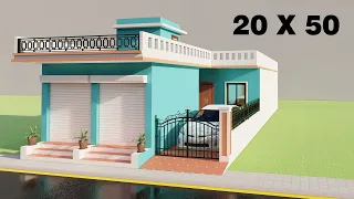 गांव में दुकान और मकान का नक्शा,3D 25x50 car parking shop plan,1250 sqft dukan or car parking house