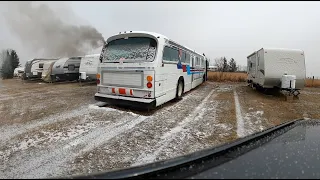 Detroit Diesel 6V71N two stroke cold start in -9°C (Calgary Transit #1130)