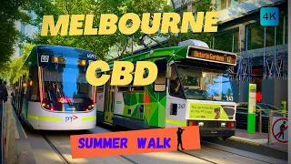 Melbourne CBD Summer Walk 4K |Melbourne City Walk 4K