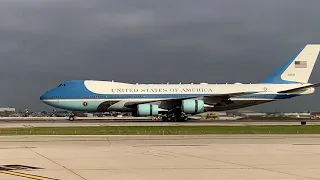 Air Force One with President Donald Trump landing Chicago O’Hare