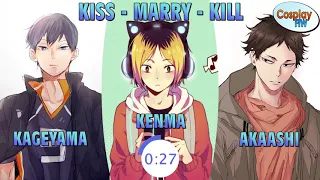 HAIKYUU!! Kiss Marry Kill (Part 1) | Kiss Marry Kill Haikyuu Edition #1