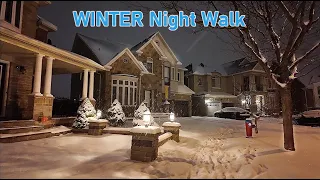 Night❄️Snow Walk in Toronto Suburbs 4K Relaxing Winter Ambience Snowfall walking video