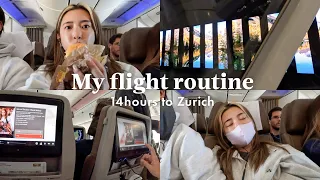 [English sub] My flight routine✈️🇨🇭14 hours flight to Zurich!
