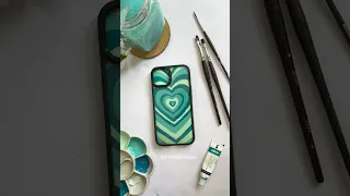 I painted the aesthetic green heart as a phone case cover 😍 #diyphonecase #acrylicpainting #iphone13