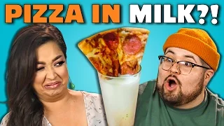 PIZZA MILK CHALLENGE | Adults Vs. Food