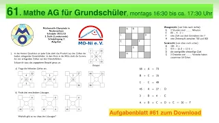 #61 | Mathe AG Grundschüler | Mathe Olympiade 2022 / 2023 | 3. Stufe | Klasse 3