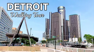 DETROIT ,  Walking around downtown Detroit , Michigan / Detroit walking tour 2023 / 4K