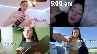 waking up at 5am everyday for a week + High School vlog