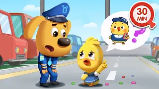 NO Juegue en el Estacionamiento 🐥🚗 30MIN de Dibujos Animados 🔍Sheriff Labrador en Español