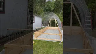 Building a cattle panel greenhouse. Not quite finished.