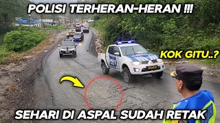 Polisi Terheran-Heran !!! Baru Sehari Di Aspal Sudah Retak Tanjakan Batu Jomba