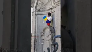 Manneken pis in Brussels was dressed in the traditional Ukrainian clothes on 24th August 2022