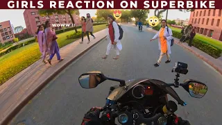 agha khan University girls reaction 💯 || motovlog || #reaction #superbike