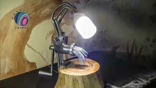 Table lamp from meat grinder.