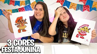 COLORINDO COM 3 CORES DESENHOS DE FESTA JUNINA!