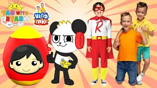 Tag with Ryan vs Vlad and Niki Run Mystery Surprise Egg Search Video Combo Panda School Bus