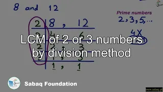 LCM of 2 or 3 numbers by division method, Math Lecture | Sabaq.pk |