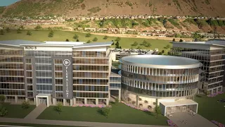 Tech Company Campus architectural animation with drone video