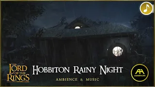 LOTR ⚔️ Hobbiton Rainy Night - The Shire (Ambience & Music) - [HD ASMR & Animation]