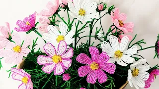 Космея из бисера Мастер Класс (авторский) Бисероплетение Цветы из бисера Cosmos flowers bead