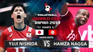 Yuji Nishida VS. Hamza Nagga | Japan VS. Tunisia | Highlights | Men's Volleyball World Cup 2019