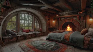 Cozy Hobbit House Haven with Rain & Fireplace Sounds to Sleep Instantly