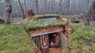 Building a complete survival underground shelter  with fireplace