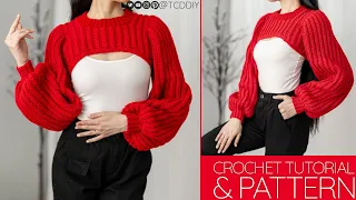 How to Crochet: Crew Neck Shrug | Pattern & Tutorial DIY