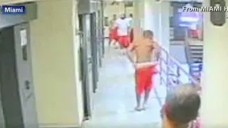 Inmates attack a fellow prisoner after cell doors open