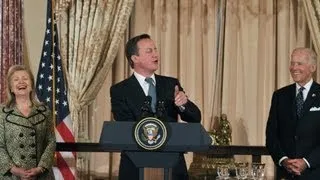 British PM David Cameron cracks joke about President Obama's gift