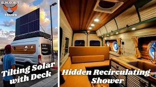Beautiful Boat Vibes in a Van with Hidden Recirculating Shower and Tilting Solar