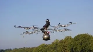 World's first manned flight with an electric multicopter