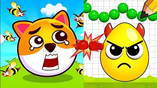 Draw To Smash Angry Eggs VS Dog vs Bee: Save The Dog #gaming