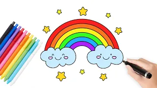 Painting happy clouds || Step-by-step training of rainbow clouds for kindergarten