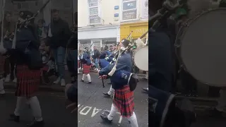 Augharonan Pipe Band marching in St Patrick's Day Parade, Sligo, Ireland, 2024