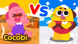 Hot VS Cold Challenge Song😝 + More BEST Kids Songs | Cocobi Nursery Rhymes