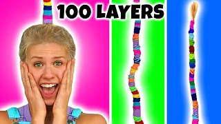 100 LAYERS CHALLENGE. (Makeup, Lipstick, Nails and Hair Bands) With SUPER POPS. Totally TV