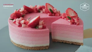 It's easy to make beautiful No-Bake Strawberry Cheesecake * No Oven Dessert Recipe